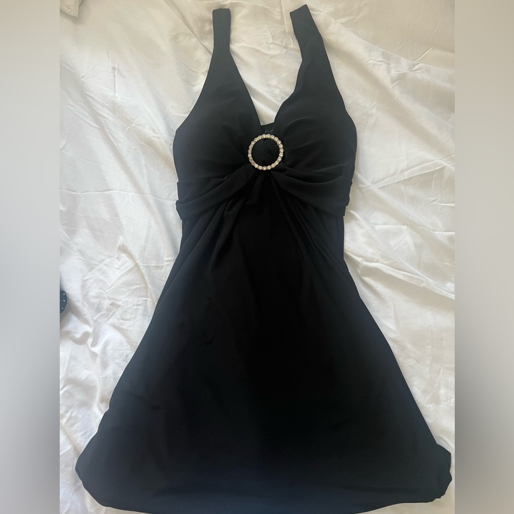 Midi slip black dress